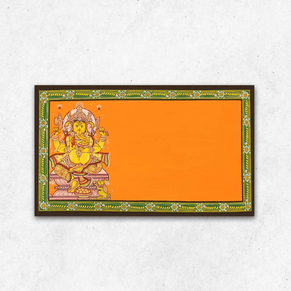 Hand-painted Pattachitra Ganesha With Border Name Plate | Maavni - Image 3