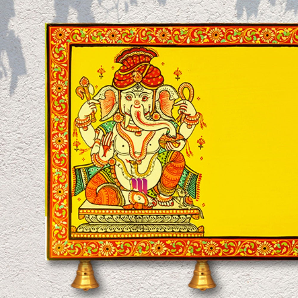 Hand-painted Pattachitra Ganesha With Customized Names Border Name Plate - Image 2