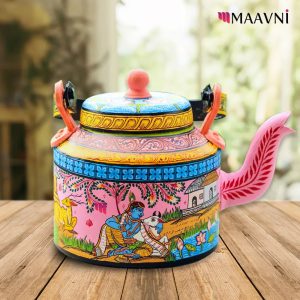Hand-painted Pattachitra Krishna Leela Theme Kettle | Maavni