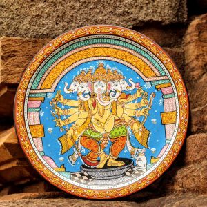 Hand-painted Pattachitra Panchmukhi Ganesha Wall Plate | Maavni
