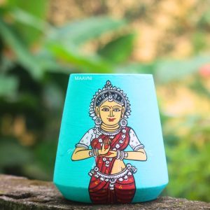 Hand-painted Pattachitra Dancer Seegreen Pen Stand | Maavni