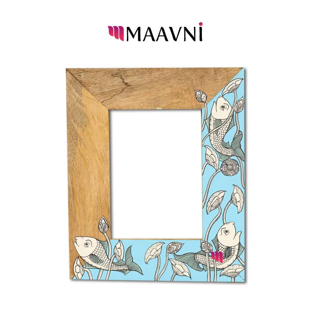 Hand-painted Pattachitra Fish Lotus Photo Frame Decor | Maavni - Image 2
