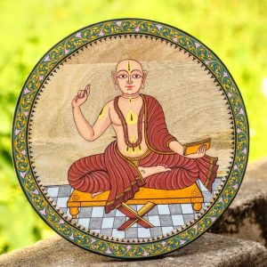 Hand-painted Pattachitra Saint Madhwacharya Wall Plate | Maavni