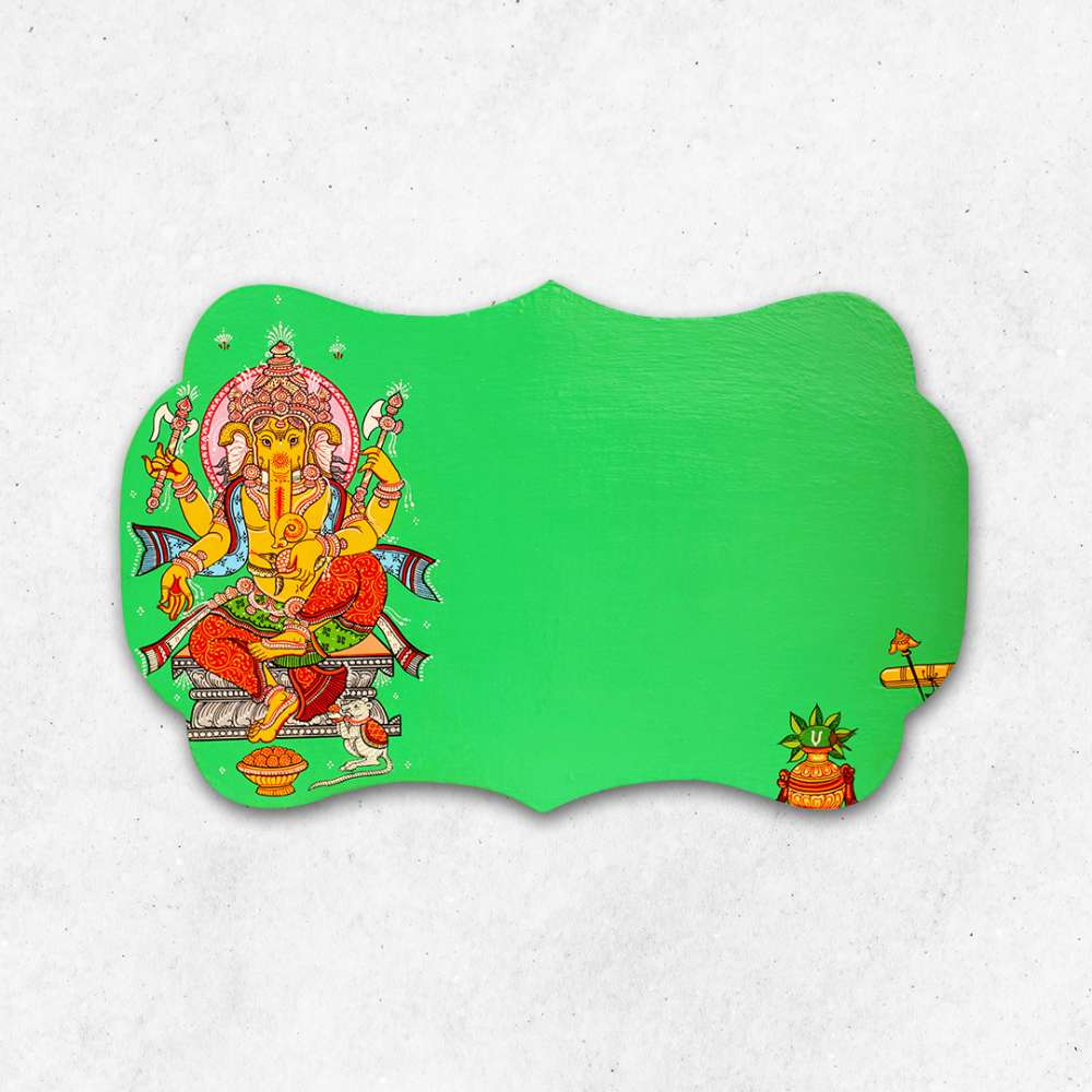 Hand-painted Pattachitra Ganesha Name Plate | Maavni - Image 2