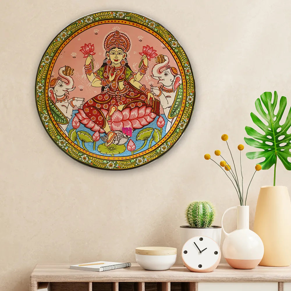 Hand-painted Pattachitra Ma Laxmi Base Wall Plate | Maavni - Image 2