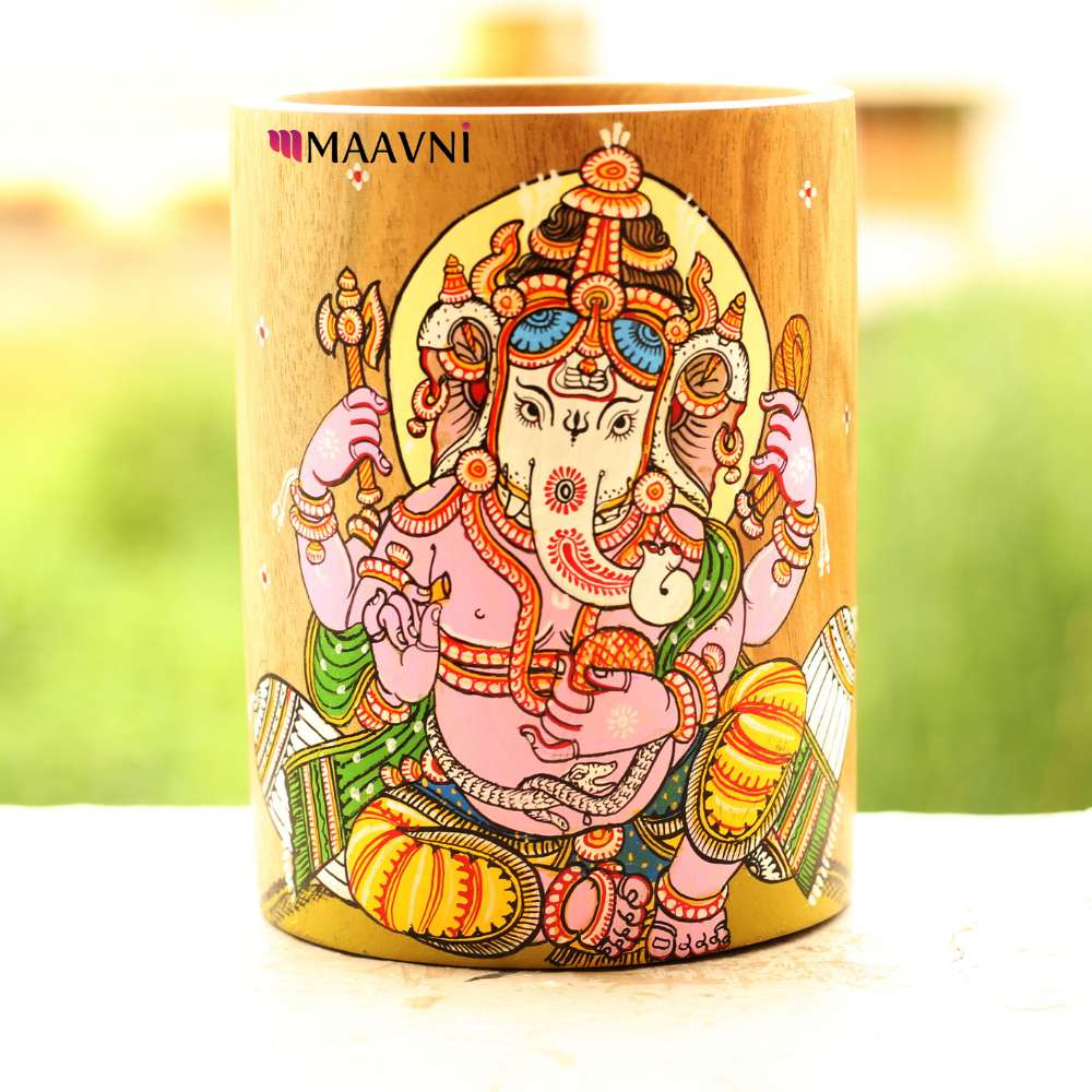 Hand-painted Pattachitra Ganesha Pen Stand | Maavni