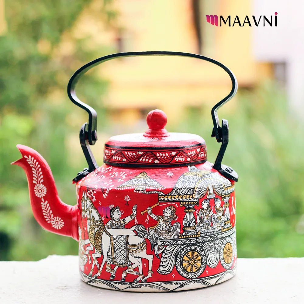 Hand-painted Pattachitra Turanga Jatra Theme Kettle | Maavni - Image 3