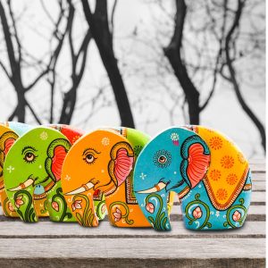 Hand-painted Pattachitra Elephant Set Painting | Maavni