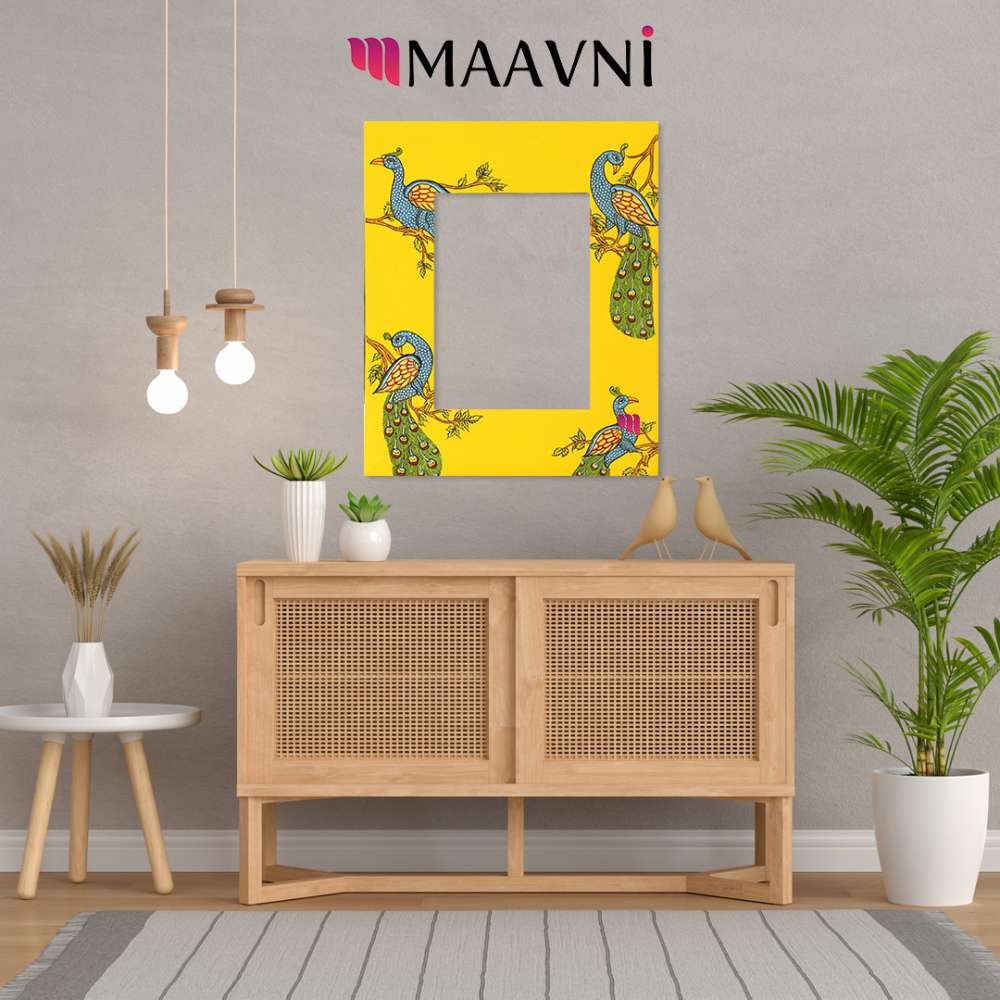 Hand-painted Pattachitra Peacock Photo Frame Decor | Maavni