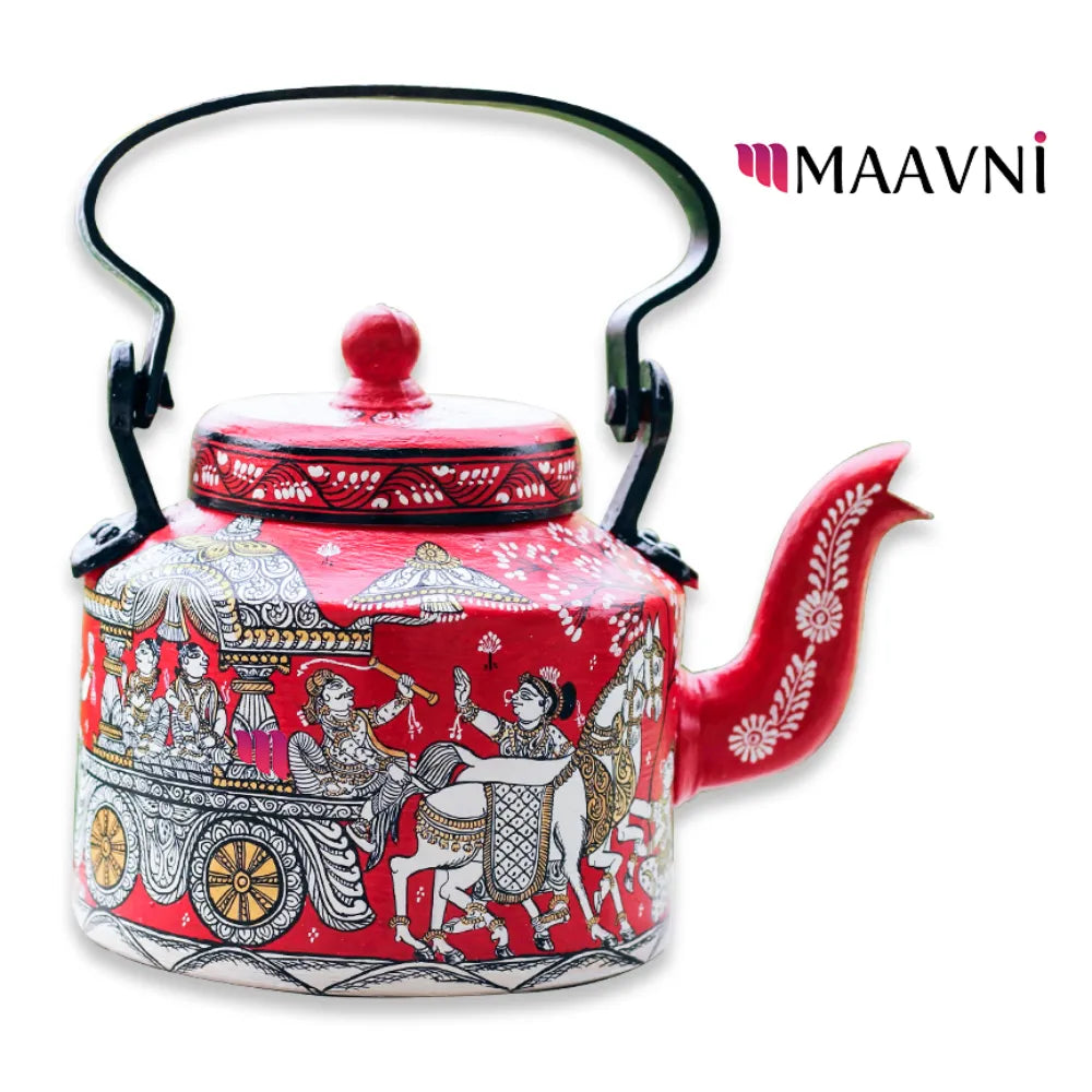 Hand-painted Pattachitra Turanga Jatra Theme Kettle | Maavni - Image 2