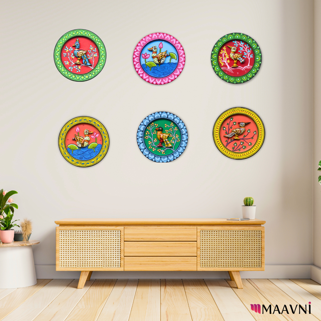 Hand-Painted Toy Pattachitra Wall Plate - Duck on Lotus Pond - Image 2