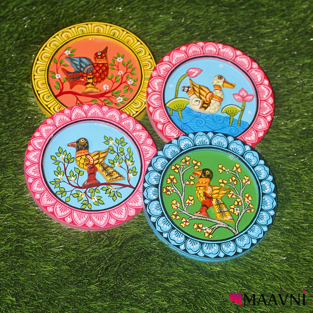 Hand-Painted Toy Pattachitra Wall Plate - Duck on Lotus Pond - Image 3