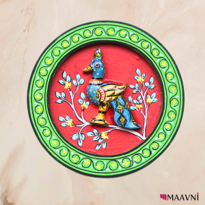 Hand-Painted Toy Pattachitra Wall Plate - Peacock Inspired Folk Art