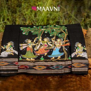 Hand-painted Pattachitra Blouse Piece – Raja Festival Swing Theme