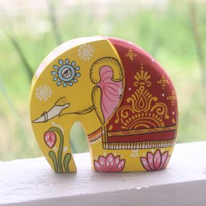 Hand‑painted Pattachitra Small Wood Elephant