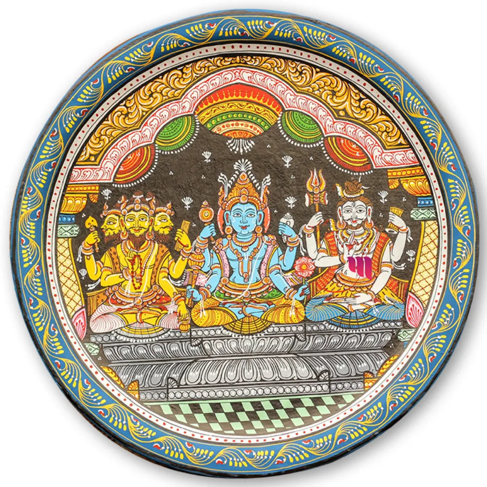 Hand-painted Pattachitra Tridev Wall Plate | Maavni - Image 2