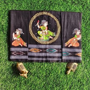 Hand-painted Pattachitra Lady Doing Sringhar In Circle Design Blouse