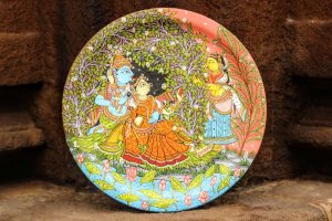 Hand-painted Pattachitra Radha Krishna In Jungle Wall Plate