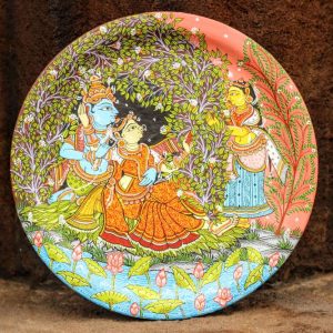 Hand-painted Pattachitra Radha Krishna In Jungle Wall Plate