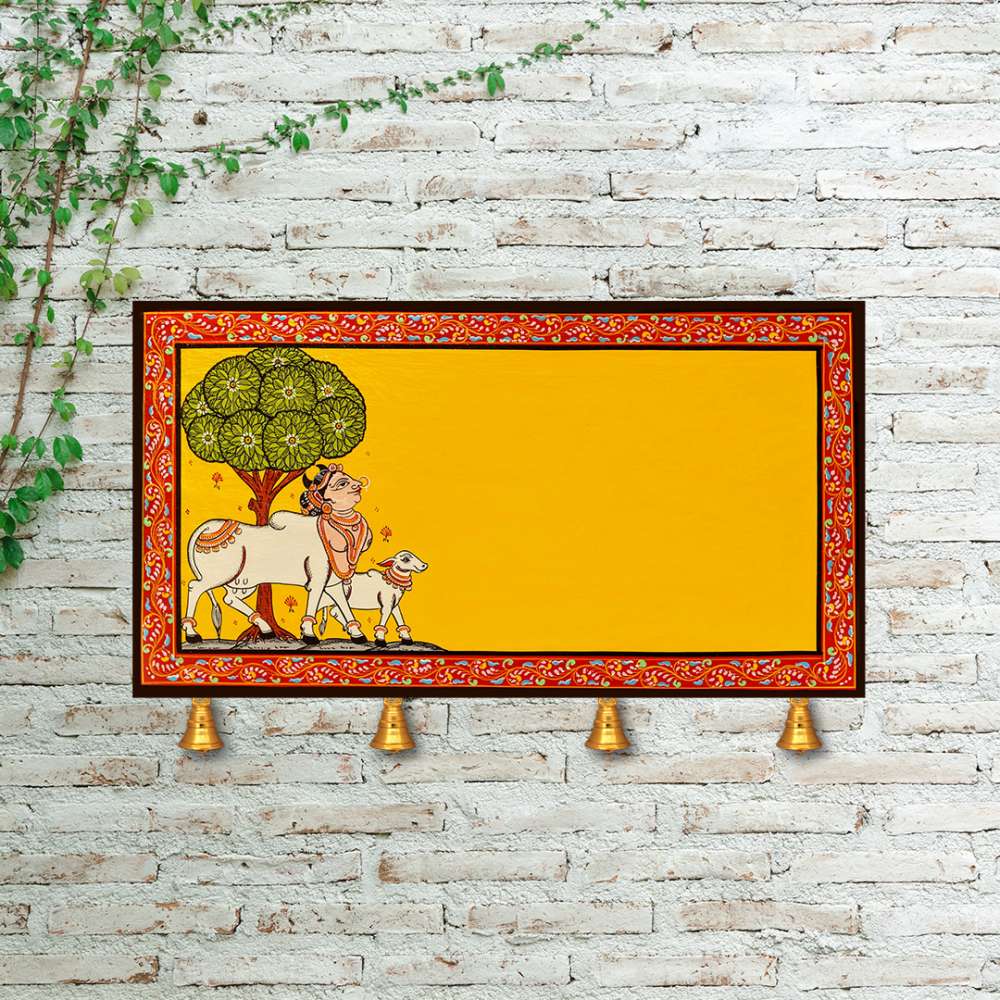 Hand-painted Pattachitra Kamdhenu Name Plate | Maavni
