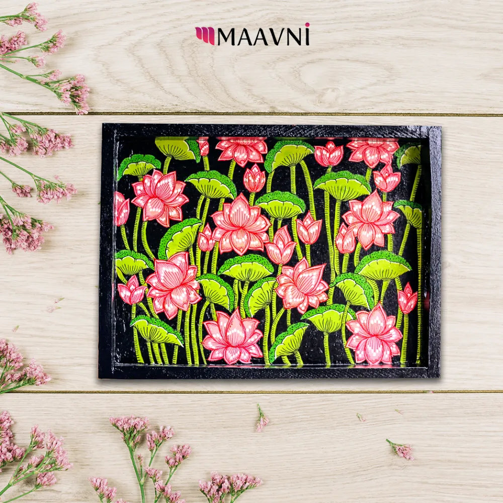 Hand-painted Pattachitra Lotus Tray Decor | Maavni