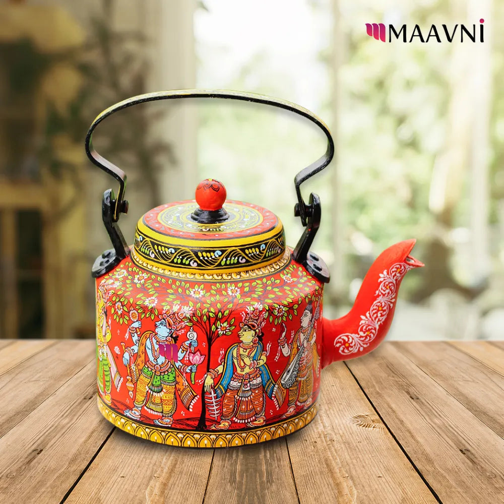 Hand-painted Pattachitra Devataagana Theme Kettle | Maavni