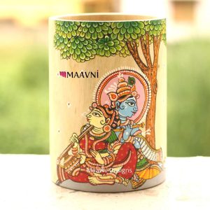 Hand-painted Pattachitra Radha Krishna Sitting Under Tree Brush