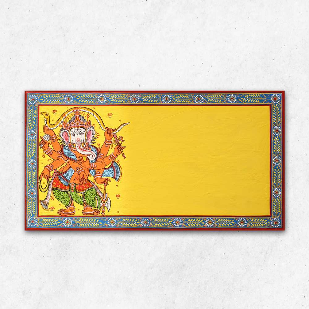Hand-painted Pattachitra Ganesha With With Snake Wall Plate | Maavni - Image 2