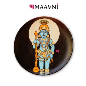 Hand-painted Pattachitra Baby Lord Krishna Wooden Wall Plate | Maavni