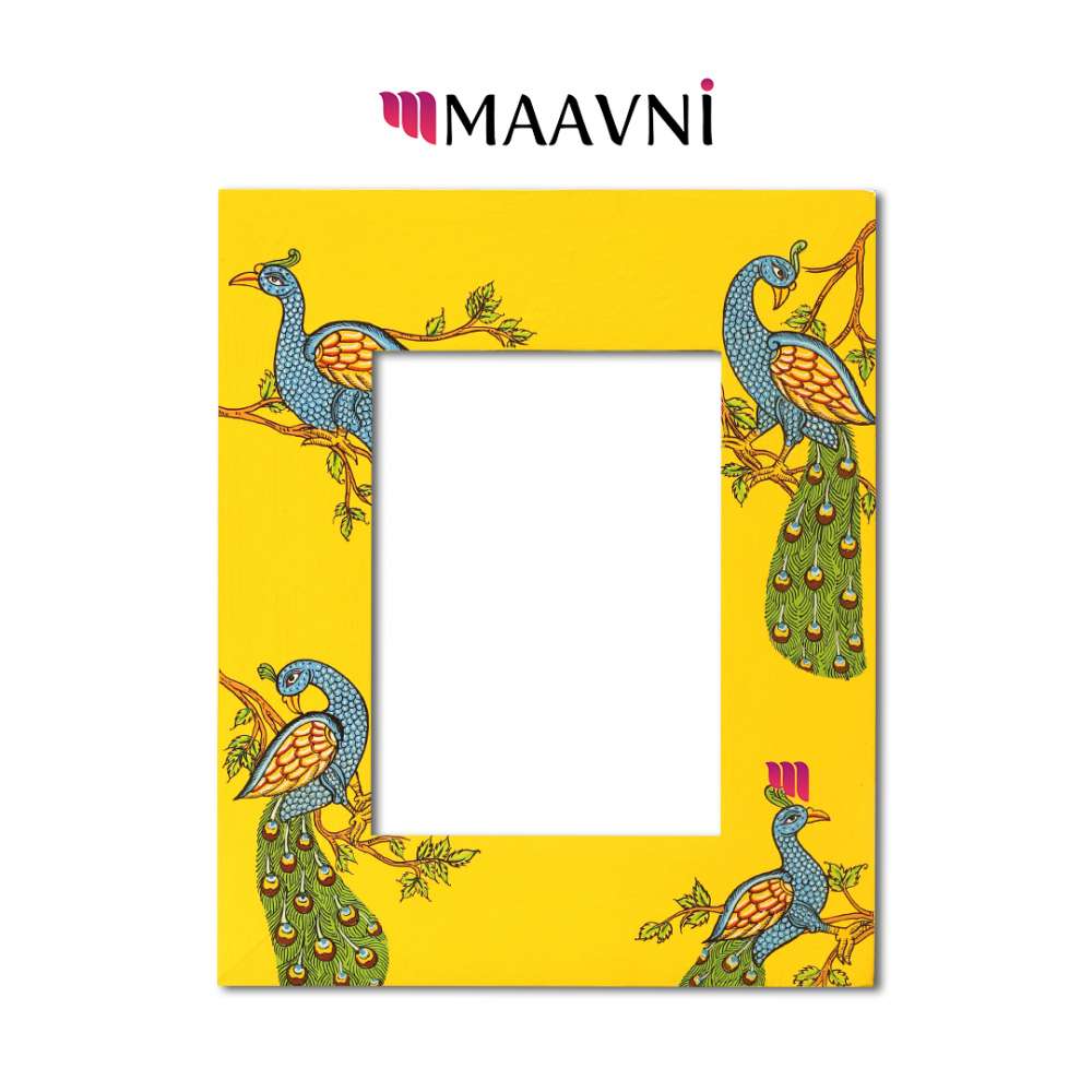Hand-painted Pattachitra Peacock Photo Frame Decor | Maavni - Image 2
