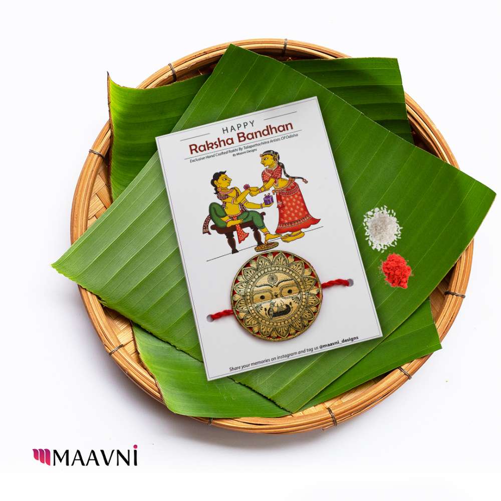 Hand-painted Pattachitra Devi Subhadra Rakhi Festive Decor | Maavni