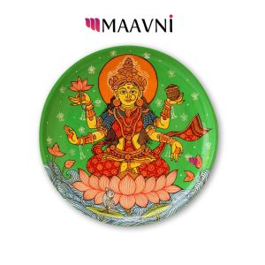 Hand-painted Pattachitra Laxmi Wooden Wall Plate | Maavni