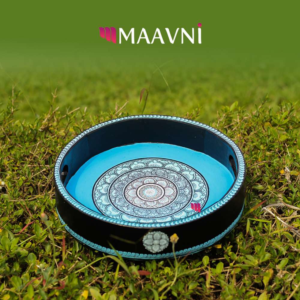 Hand-painted Pattachitra Floral Tray Decor | Maavni - Image 2