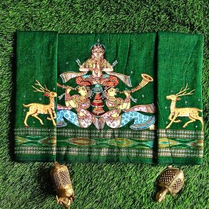 Hand-painted Pattachitra Apsara Theme With Deer On Sleeves Blouse