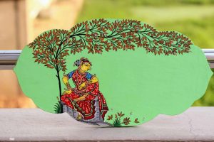 Hand-painted Pattachitra Lady Under Tree Designer Wall Plate | Maavni