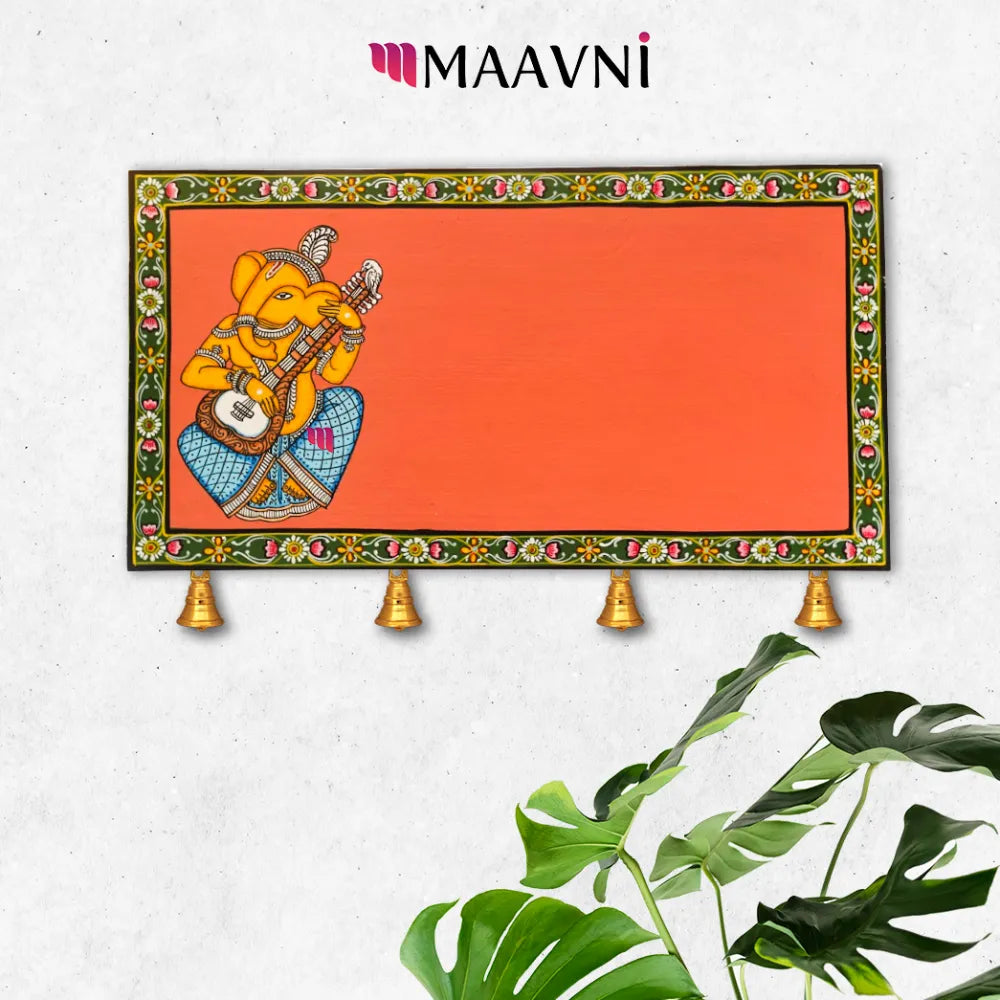 Hand-painted Pattachitra Guitar Ganesha Name Plate | Maavni