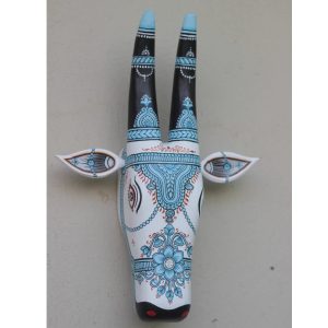 Hand-painted Pattachitra Cow Head Sky Flora Motif