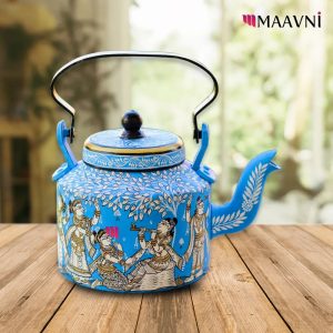 Hand-painted Pattachitra Krishna Leela Sky Kettle | Maavni