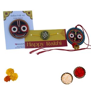 Hand-painted Pattachitra Rakhi Hamper With Sambalpuri Kundan Festive