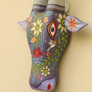Hand-painted Pattachitra Jungle Theme Cowhead Decor | Maavni