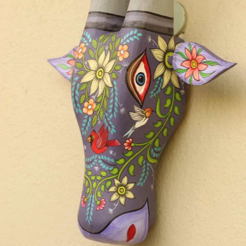 Hand-painted Pattachitra Jungle Theme Cowhead Decor | Maavni