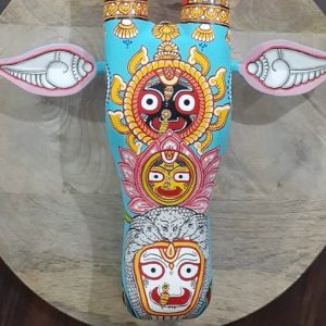 Hand-painted Pattachitra Jaganath Cowhead With Lords Decor | Maavni