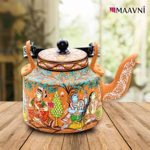 Hand-painted Pattachitra Krishna Theme Kettle | Maavni