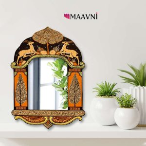 Hand-painted Pattachitra Deer And Tree Of Life Jharokha Decor | Maavni