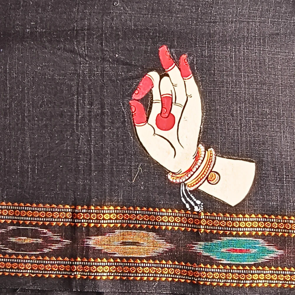 Hand-painted Pattachitra Odishi Dancer With Hasta Mudra On Sleeves - Image 3