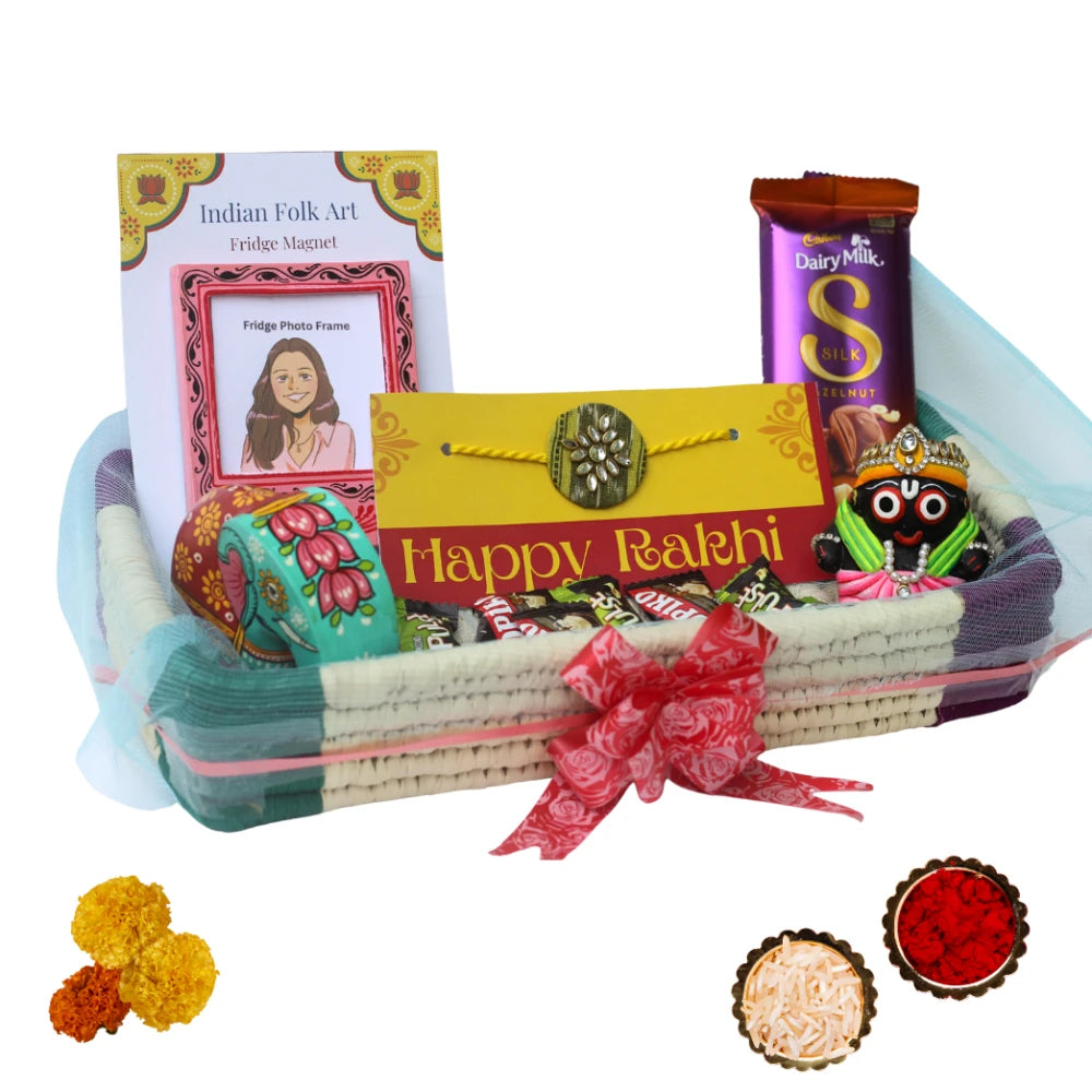 Hand-painted Pattachitra Handmade Rakhi Gift Hamper Festive Decor |