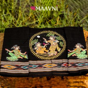 Hand-painted Pattachitra Blouse Piece – Ladies in Circle Motif