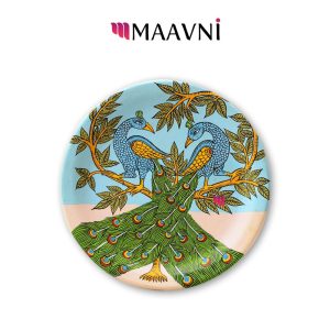 Hand-painted Pattachitra Peacock Twins Wall Plate | Maavni