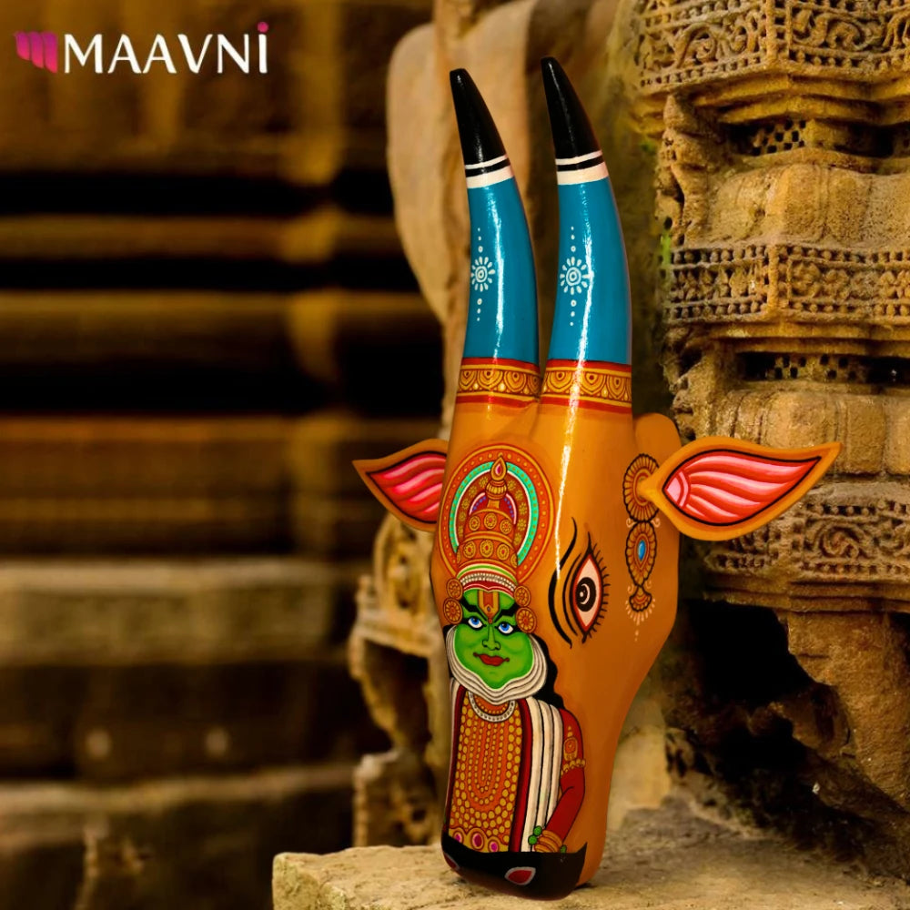Hand-painted Pattachitra Cow Head Bharatanatyam - Image 2