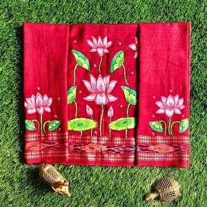 Hand-painted Pattachitra Lotus In A Pond With Lotus On Sleeves Blouse
